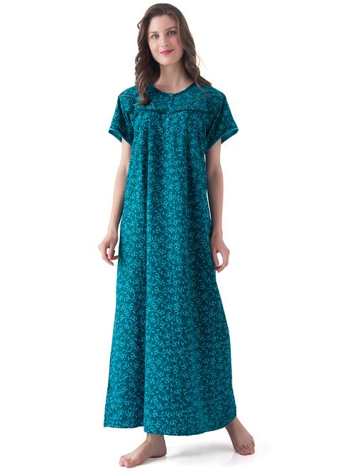 round neck printed nightwear gown - 17744344 - Very Small Image - 1