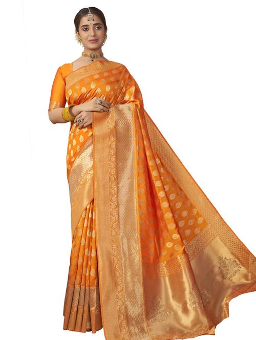 mustard bordered saree with blouse - 17745229 - Very Small Image - 1
