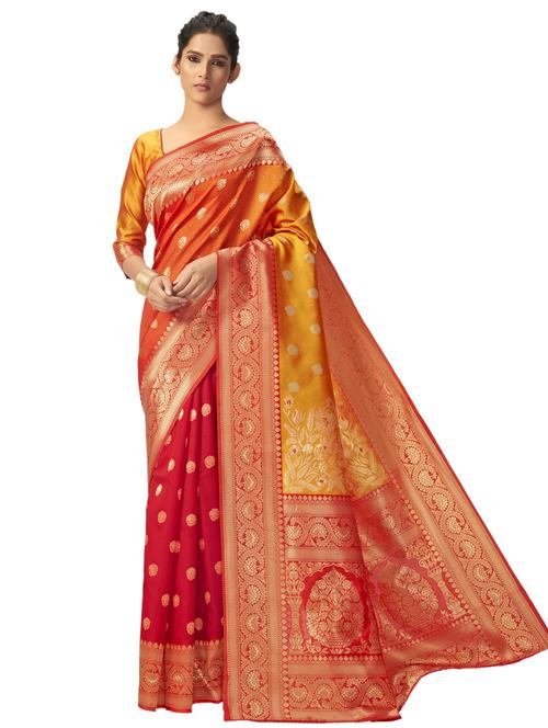 self design bordered saree with blouse - 17745251 - Very Small Image - 1