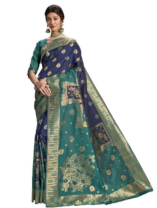 jacquard bordered saree with blouse - 17745258 - Very Small Image - 1