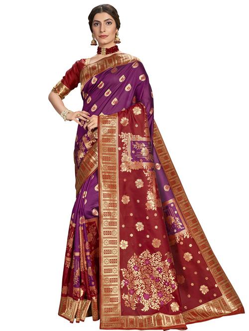 jacquard bordered saree - 17745260 - Very Small Image - 1