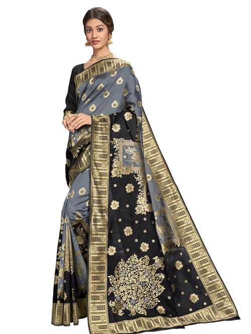 jacquard bordered saree with blouse - 17745261 - Very Small Image - 1