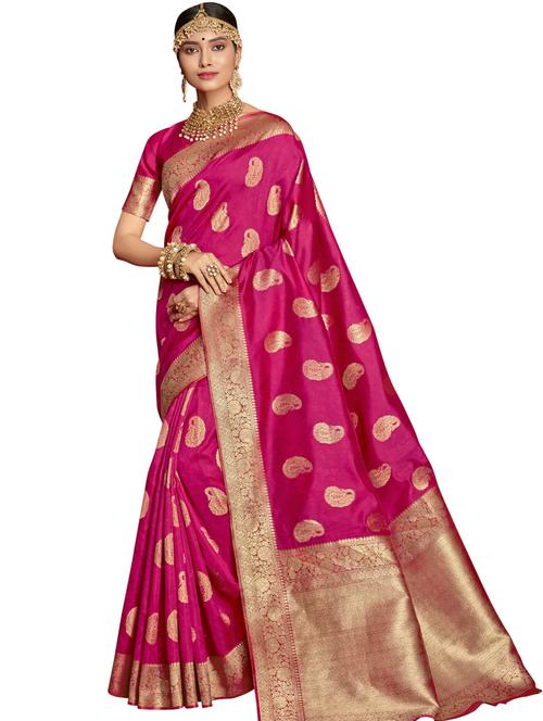jacquard bordered saree with blouse - 17745271 - Very Small Image - 1