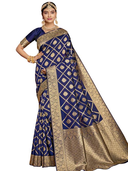 jacquard bordered saree with blouse - 17745274 - Very Small Image - 1