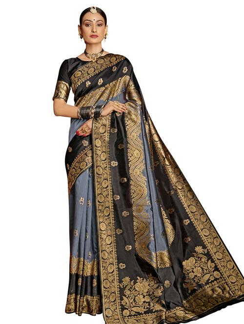 jacquard bordered saree with blouse - 17745284 - Very Small Image - 1