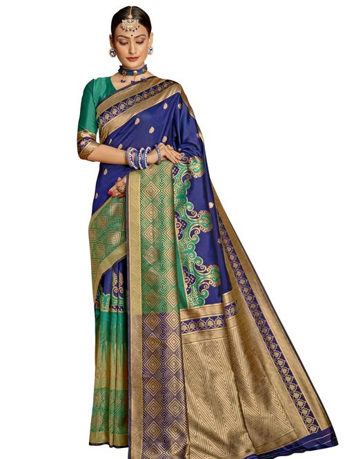 jacquard bordered saree with blouse - 17745285 - Very Small Image - 1