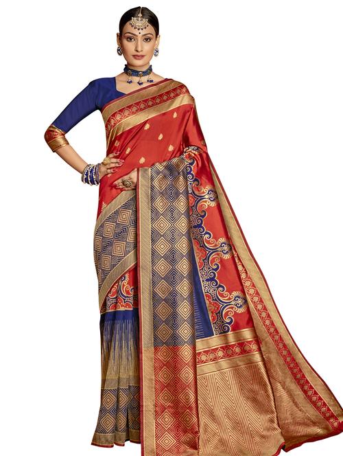 jacquard bordered saree with blouse - 17745286 - Very Small Image - 1