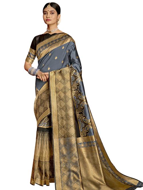 jacquard bordered saree with blouse - 17745287 - Very Small Image - 1