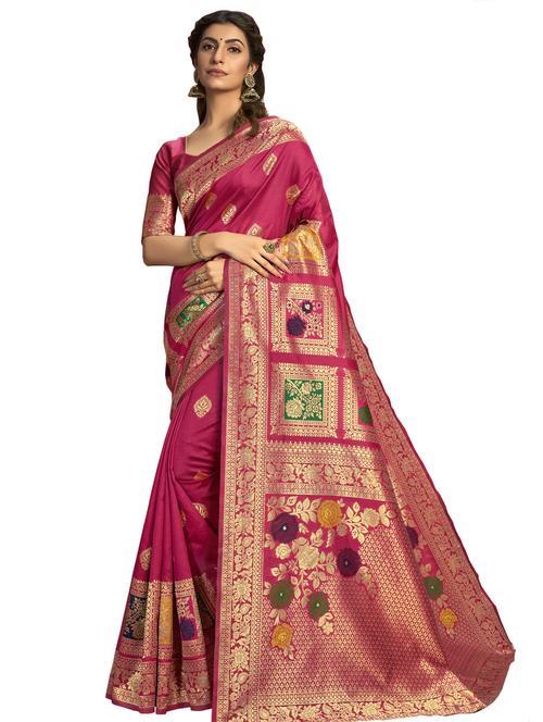 jacquard bordered saree with blouse - 17745295 - Very Small Image - 1