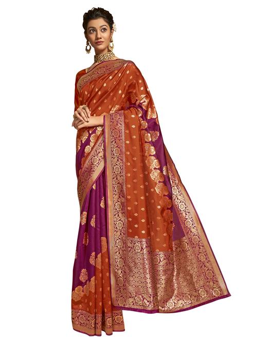 jacquard bordered saree with blouse - 17745316 - Very Small Image - 1