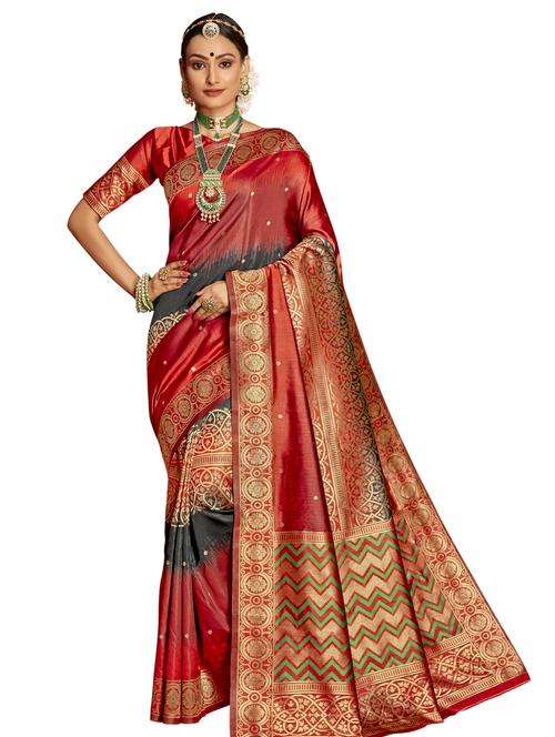 jacquard bordered saree with blouse - 17745339 - Very Small Image - 1