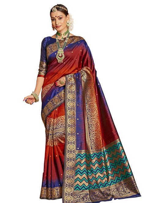 jacquard bordered saree with blouse - 17745341 - Very Small Image - 1