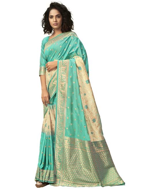 jacquard bordered saree with blouse - 17745352 - Very Small Image - 1