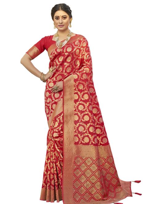 jacquard bordered saree with blouse - 17745362 - Very Small Image - 1