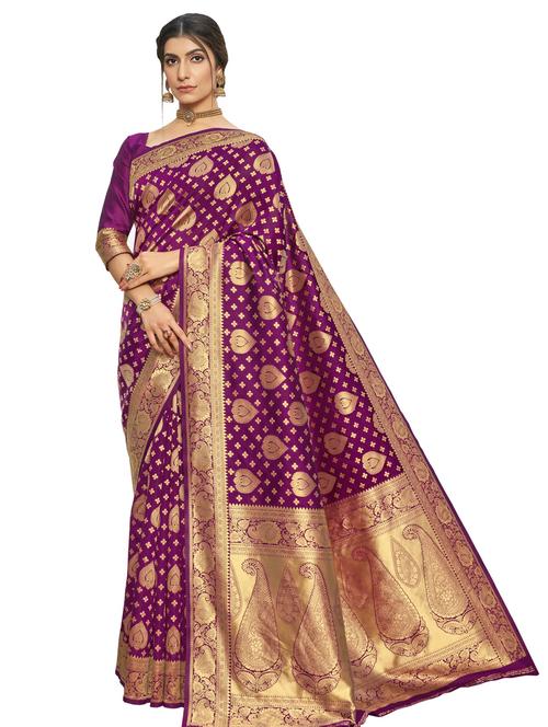 jacquard woven saree with blouse - 17745447 - Very Small Image - 1