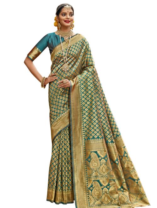 jacquard woven saree with blouse - 17745473 - Very Small Image - 1