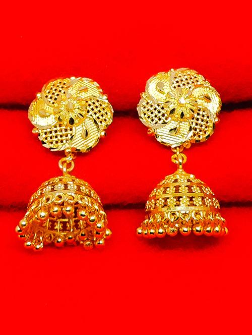 gold brass jhumka earring - 17745792 - Very Small Image - 1