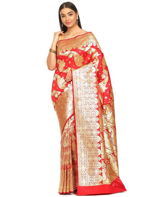 zari work banarasi saree with blouse - 17748135 - Very Small Image - 1