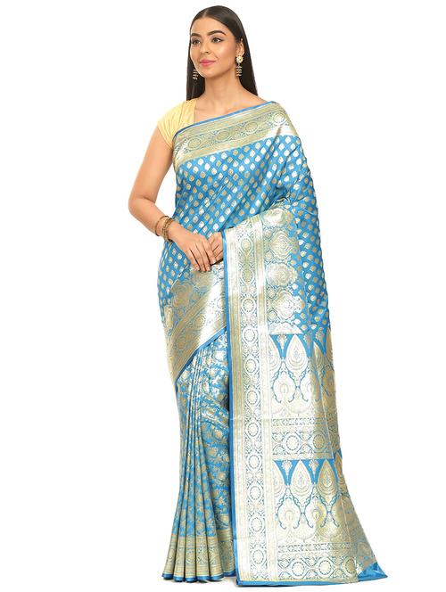 zari work banarasi saree with blouse - 17748159 - Very Small Image - 1