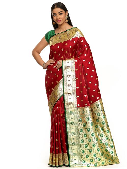 zari work banarasi saree with blouse - 17748173 - Very Small Image - 1