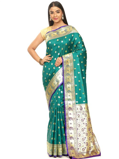 zari work banarasi saree with blouse - 17748175 - Very Small Image - 1