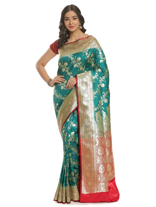 zari work banarasi saree with blouse - 17748205 - Very Small Image - 1
