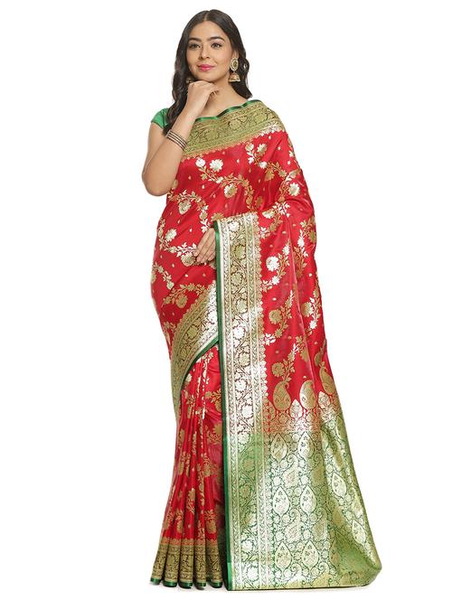 zari work banarasi saree with blouse - 17748209 - Very Small Image - 1