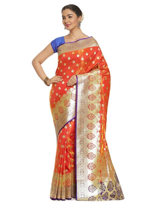 zari work banarasi saree with blouse - 17748227 - Very Small Image - 1