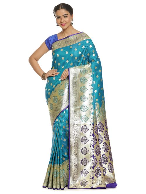 zari work banarasi saree with blouse - 17748231 - Very Small Image - 1