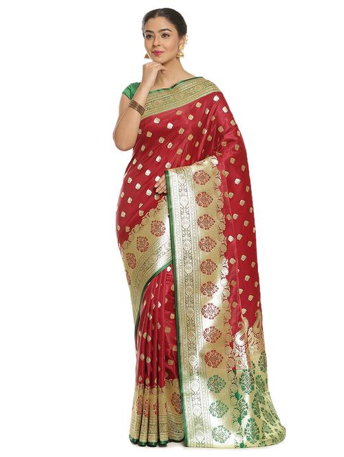 zari work banarasi saree with blouse - 17748233 - Very Small Image - 1