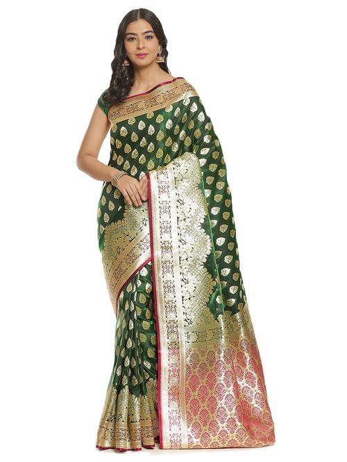 zari work banarasi saree with blouse - 17748259 - Very Small Image - 1