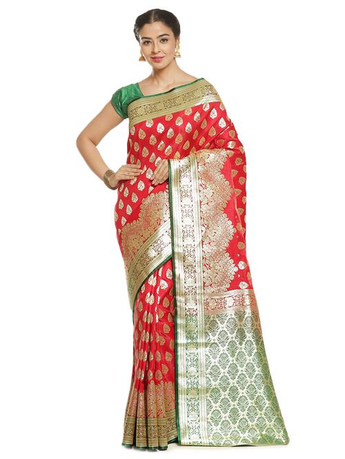 zari work banarasi saree with blouse - 17748265 - Very Small Image - 1