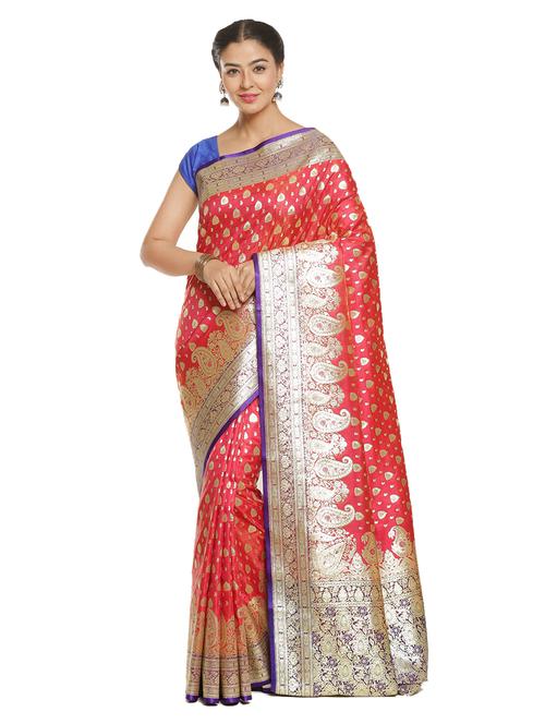zari work banarasi saree with blouse - 17748299 - Very Small Image - 1