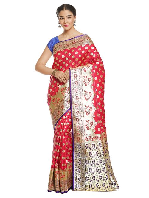 zari work banarasi saree with blouse - 17748329 - Very Small Image - 1