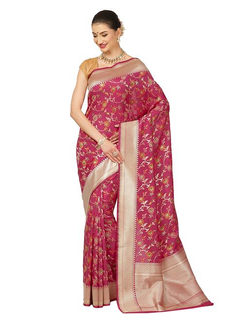 zari work banarasi saree with blouse - 17748379 - Very Small Image - 1