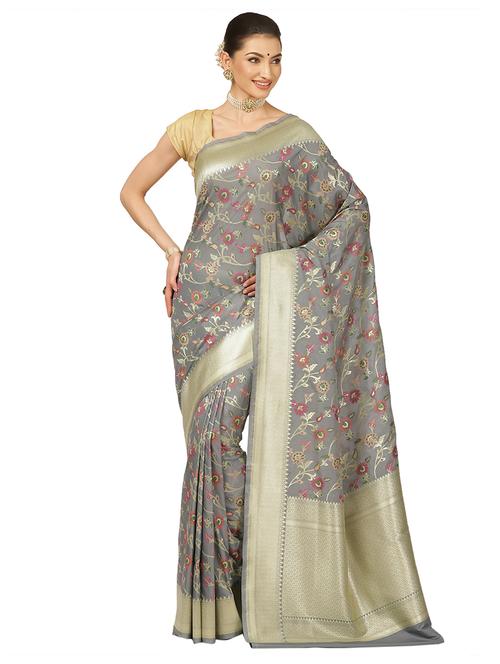 zari work banarasi saree with blouse - 17748389 - Very Small Image - 1