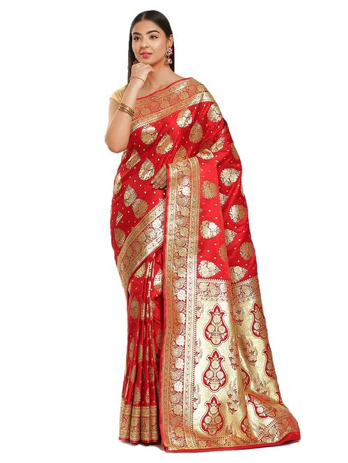 zari work banarasi saree with blouse - 17748391 - Very Small Image - 1