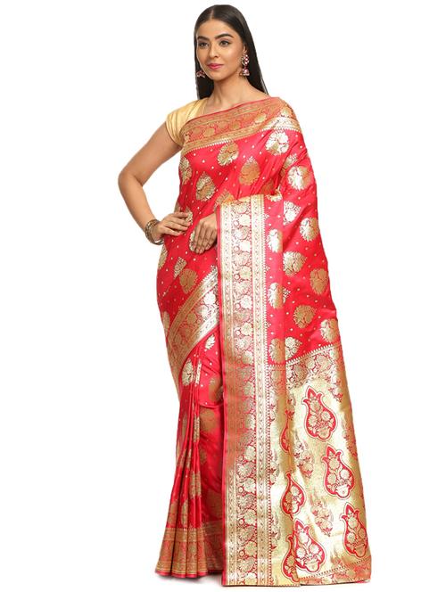 zari work banarasi saree with blouse - 17748398 - Very Small Image - 1