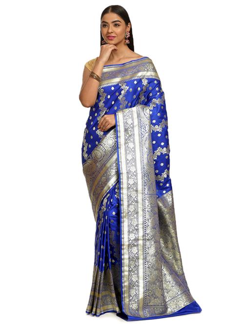 zari work banarasi saree with blouse - 17748404 - Very Small Image - 1