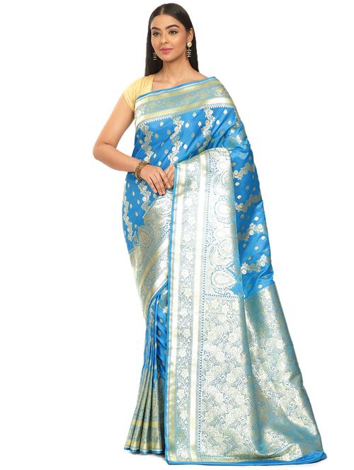 zari work banarasi saree with blouse - 17748410 - Very Small Image - 1
