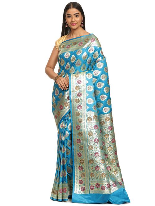 zari work banarasi saree with blouse - 17748452 - Very Small Image - 1
