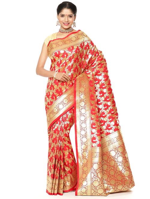 zari work banarasi saree with blouse - 17748453 - Very Small Image - 1