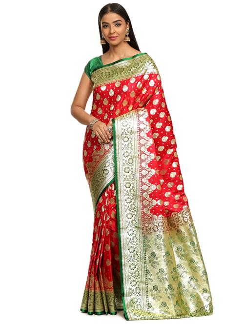 zari work banarasi saree with blouse - 17748461 - Very Small Image - 1
