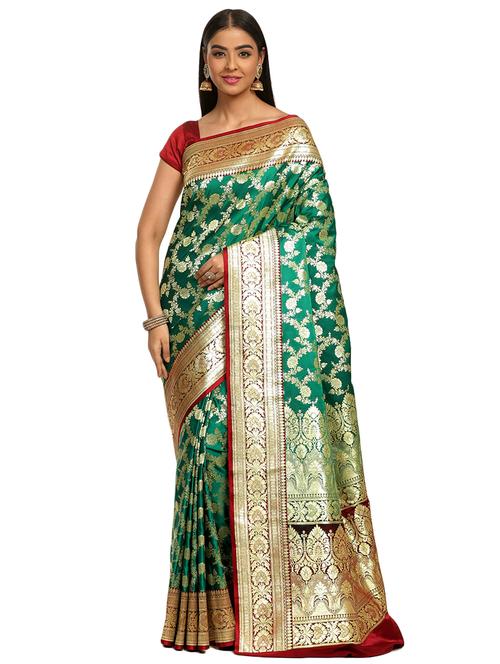 zari work banarasi saree with blouse - 17748480 - Very Small Image - 1