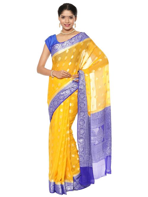 zari work banarasi saree with blouse - 17748499 - Very Small Image - 1