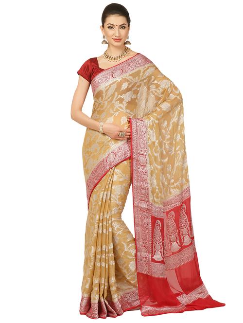 zari work banarasi saree with blouse - 17748523 - Very Small Image - 1