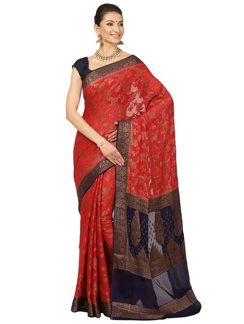 zari work banarasi saree with blouse - 17748526 - Very Small Image - 1