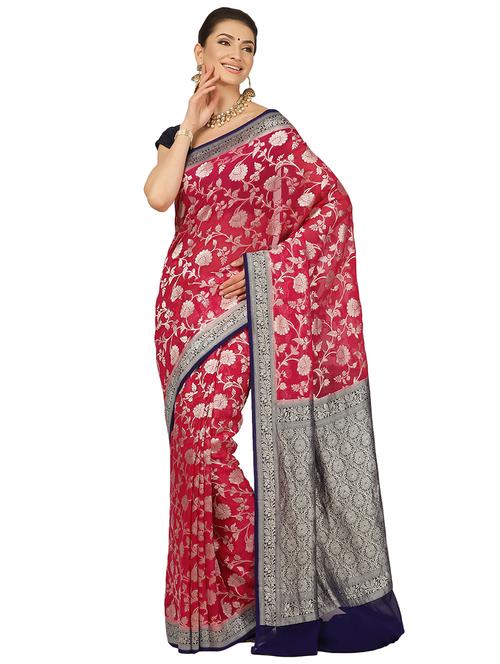 zari work banarasi saree with blouse - 17748538 - Very Small Image - 1
