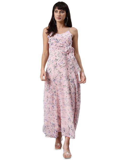 overlap neck floral maxi dress - 17748726 - Very Small Image - 1