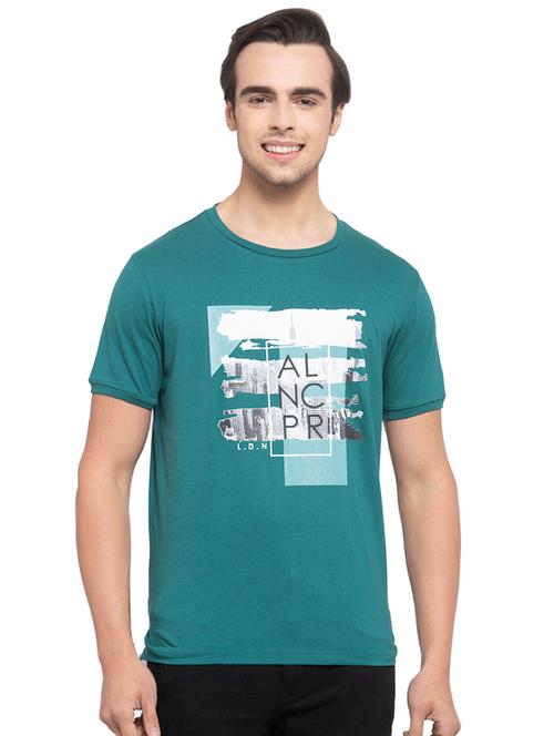 teal chest print t-shirt - 17749295 - Very Small Image - 1
